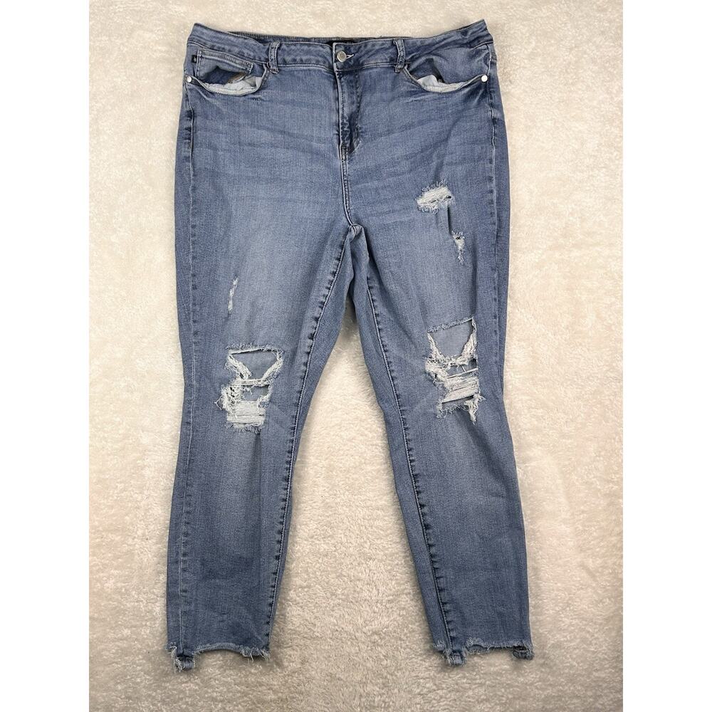 Judy Blue Jeans Womens Sz 20W Blue Distressed Skinny Fit JB8884 Stretch